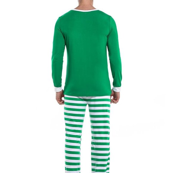 Matching Green White Striped Winter Christmas Family Pajamas PJs Men Women Kids - Picture 6 of 16